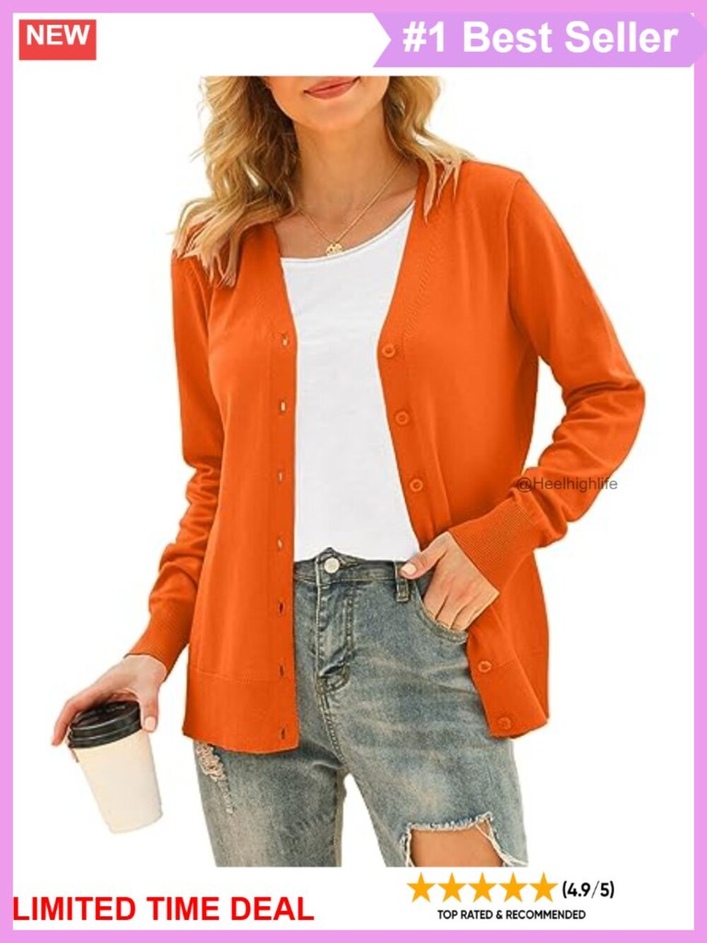 Women's Classic Knit Button Down V-Neck Long Sleeve Cardigan Sweater